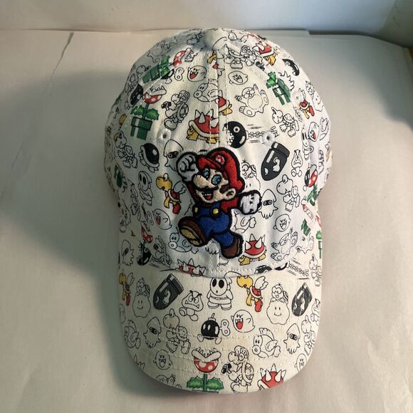 Super Mario Cap Flex Fitted White Mario Embroidered Med/Lg - Picture 4 of 11